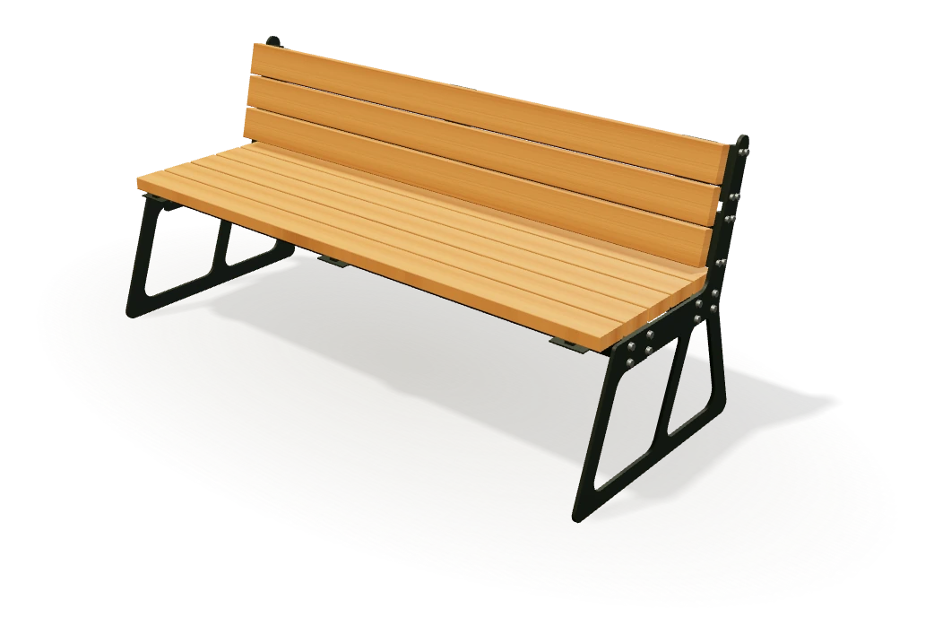 Slatted bench · Iroko and steel · Product design study