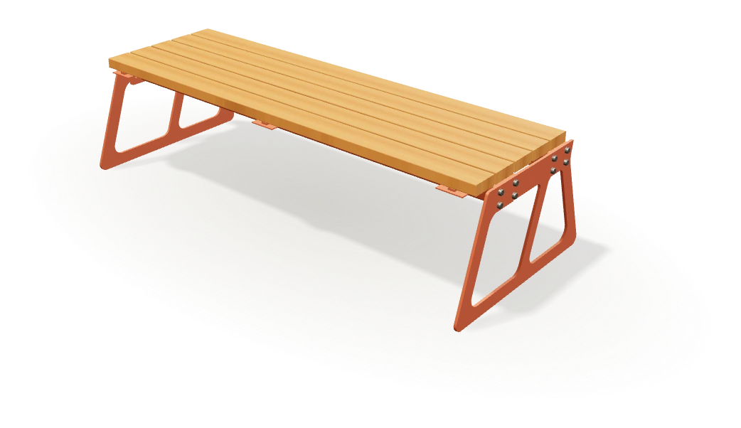 Slatted banquette · Iroko and steel · Product design study