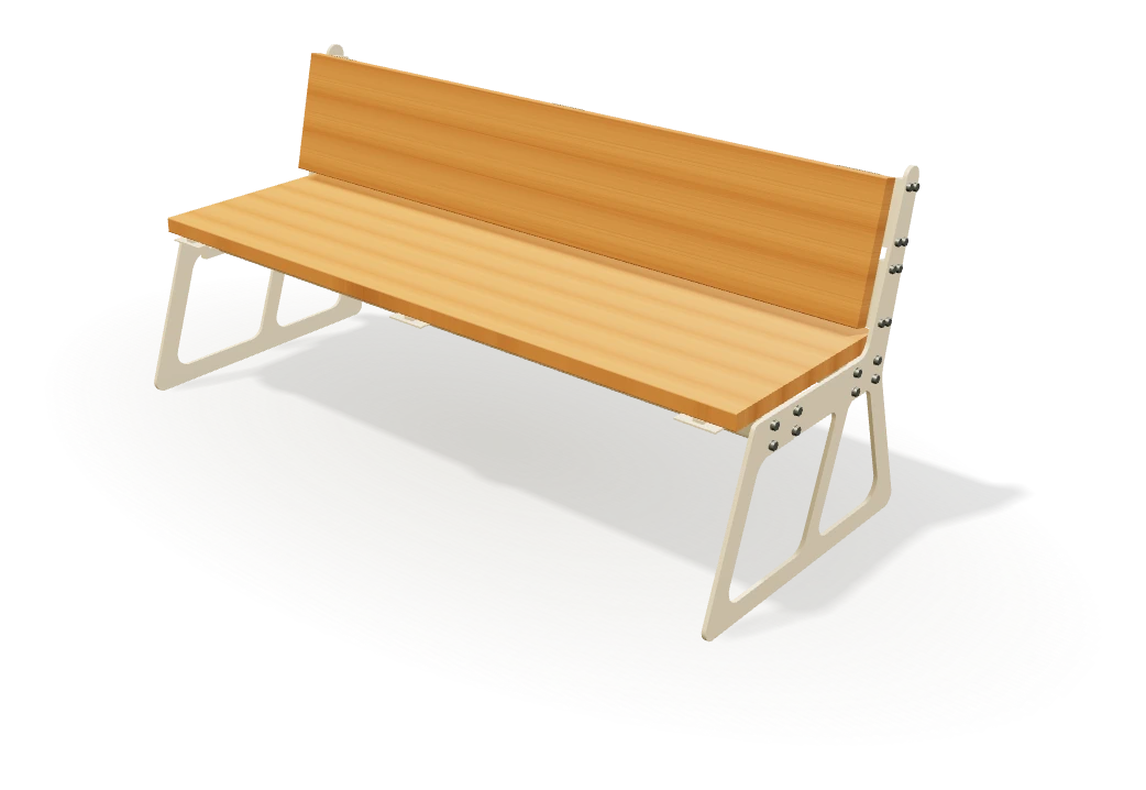 Solid bench · Iroko and steel · Product design study